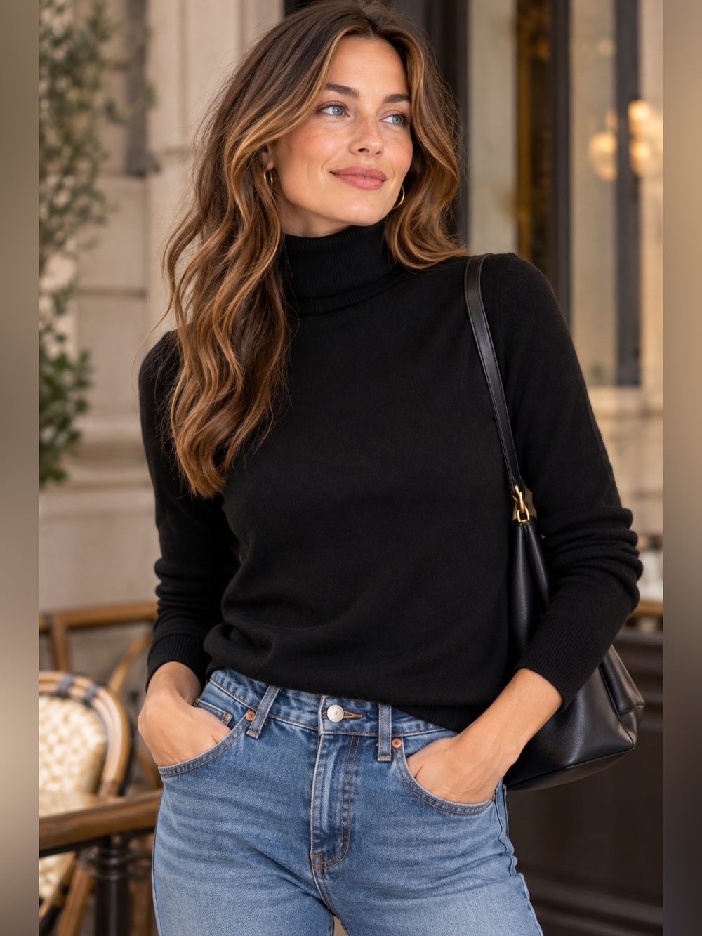 J.Crew Everyday 100% Cashmere Turtleneck Sweater Black S classic luxury old mony